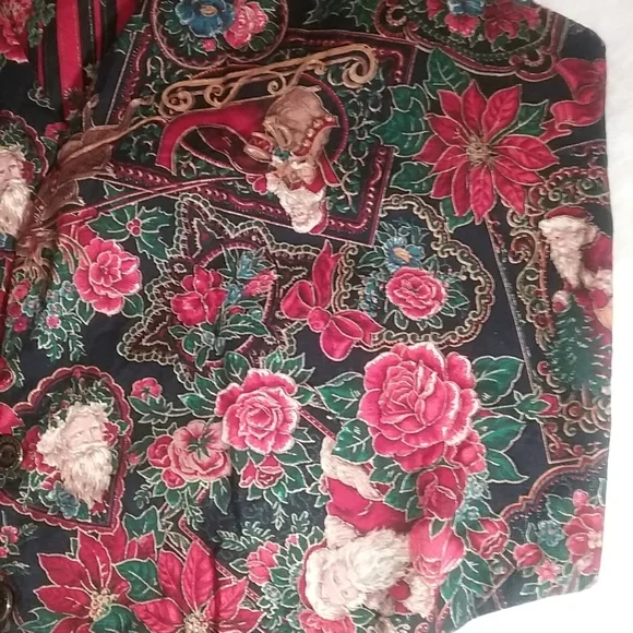 Holiday Festive Floral Red Christmas Reversible Vest - Picture 8 of 8